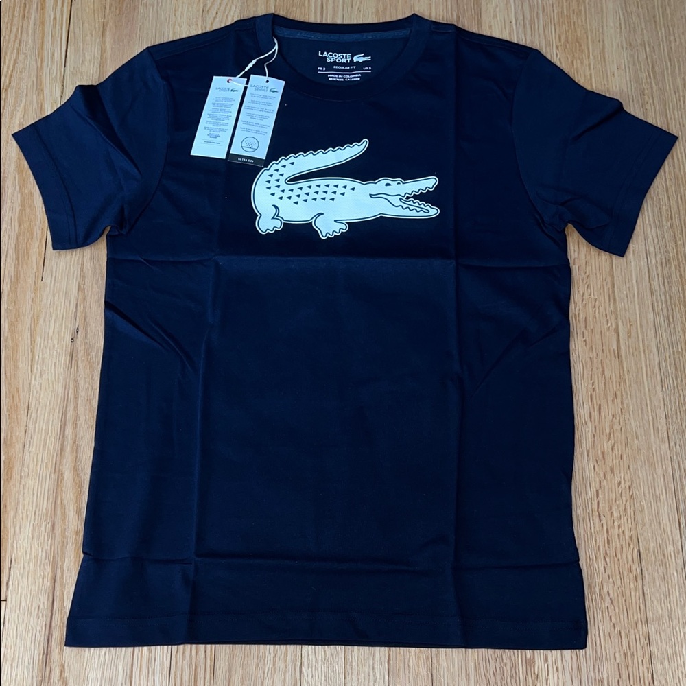 Lacoste Men's Navy Blue T-Shirt with Crocodile Logo
